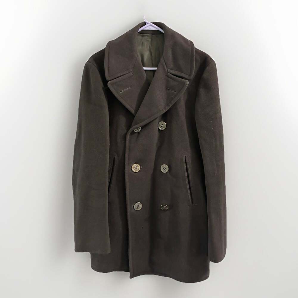 VTG US Navy Peacoat Men's 38L Wool Kersey Pembroke Military Issue USN Coat